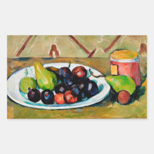 Cezanne - Bord met fruit en pit Rechthoekige Sticker