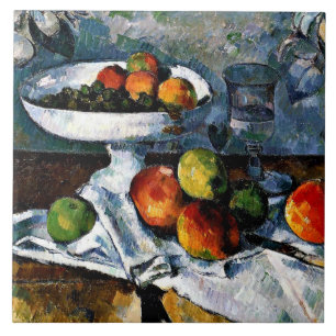 Cezanne - Compotier, Glas, Appels Tegeltje