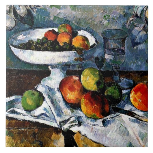 Cezanne - Compotier, Glas, Appels Tegeltje (Voorkant)