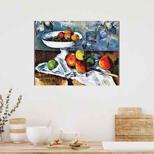 Cezanne - Compotier, Glass en Apple Poster (Keuken)