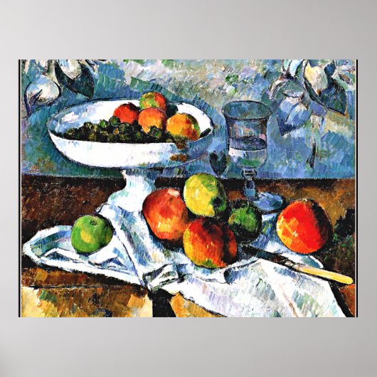 Cezanne - Compotier, Glass en Apple Poster (Voorkant)