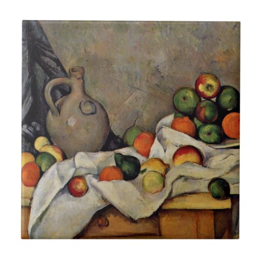 Cezanne - Curtain, Jug en Fruit Tegeltje (Voorkant)
