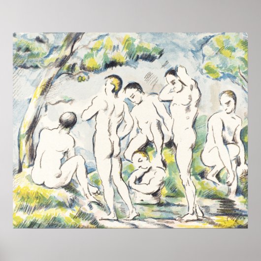 Cezanne De Baders Vintage Lithografie Kunstprint Poster (Voorkant)