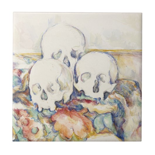 Cezanne De Drie Schedels Vintage Kunstposterprint Tegeltje (Voorkant)