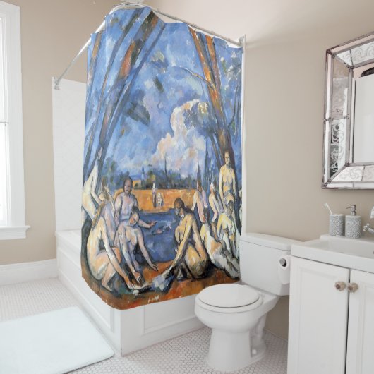 Cezanne De Grote Baders Vintage Kunstposterprint Douchegordijn (In situ)