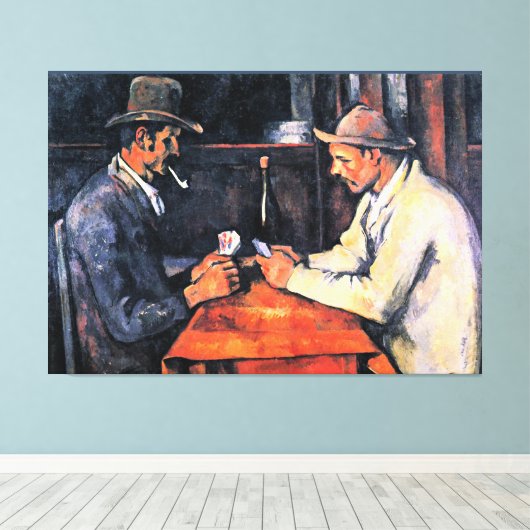 Cezanne - De Kaart Spelers (2) Canvas Afdruk (Insitu (Houten vloer))