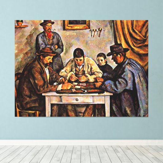Cezanne - De Kaart Spelers Canvas Afdruk (Insitu (Houten vloer))