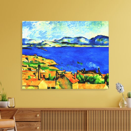 Cezanne - Golf van Marseille, beroemd schilderij, Canvas Afdruk (Insitu (Woonkamer))