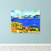 Cezanne - Golf van Marseille, beroemd schilderij, Canvas Afdruk (Insitu (Houten vloer))