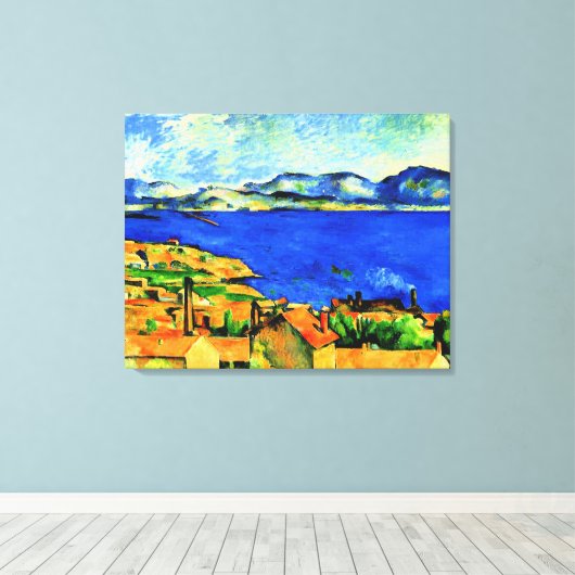 Cezanne - Golf van Marseille, beroemd schilderij, Canvas Afdruk (Insitu (Houten vloer))