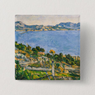 Cezanne - Golf van Marseille gezien vanuit L'Estaq Vierkante Button 5,1 Cm