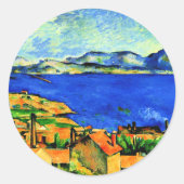 Cezanne - Golf van Marseille, populair kunstwerk, Ronde Sticker (Voorkant)