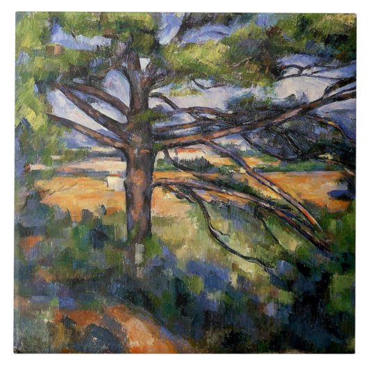 Cezanne - Grote Pine en Rode Aarde, Tegeltje (Voorkant)