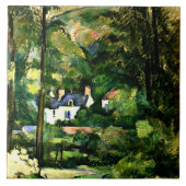 Cezanne - Huizen in het groen, 1881, Tegeltje (Voorkant)