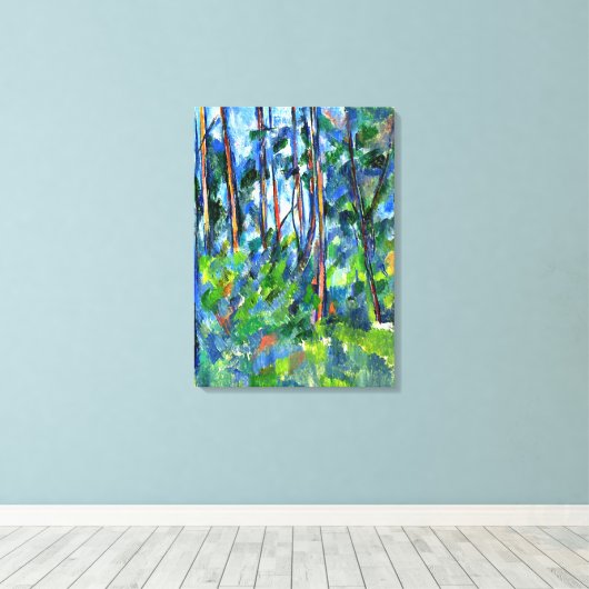 Cezanne - In de bossen, beroemd schilderij Canvas Afdruk (Insitu (Houten vloer))