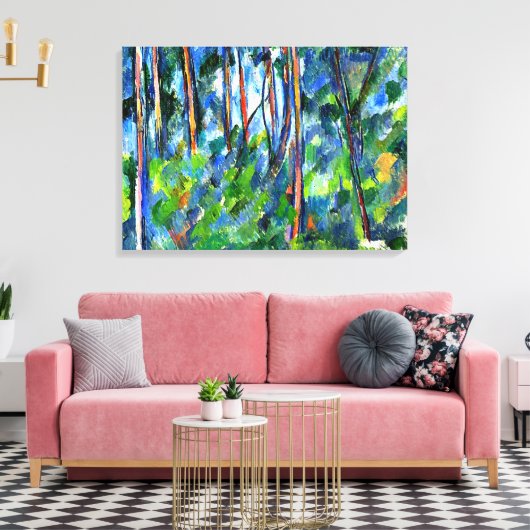 Cezanne - In de Bossen, beroemd schilderij Canvas Afdruk (Insitu (Woonkamer))