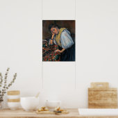 Cézanne - jonge Italiaanse vrouw aan tafel Poster (Keuken)