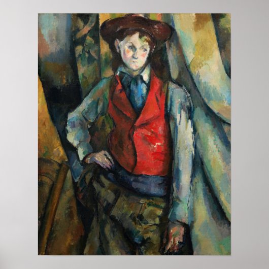 Cézanne - Jongen in een rode jas Poster (Voorkant)