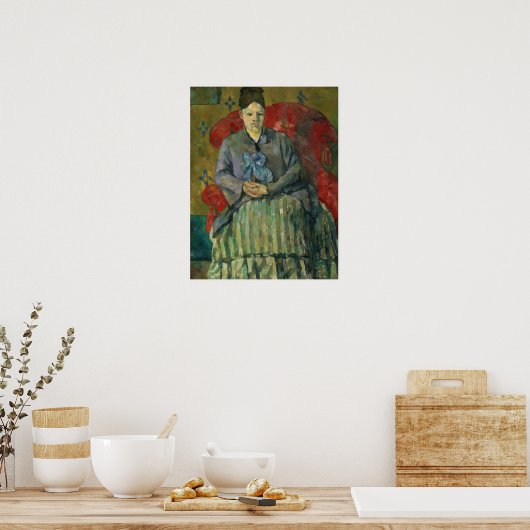 Cézanne - Madame Cézanne in een rode stoel Poster (Keuken)