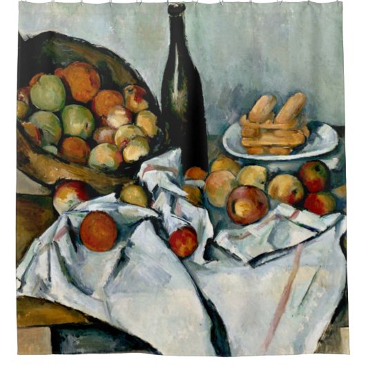Cezanne - mandje appels douchegordijn (Voorkant)