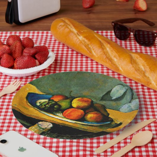 Cezanne - Perziken, peren en druiven Papieren Bordje (Picknick)