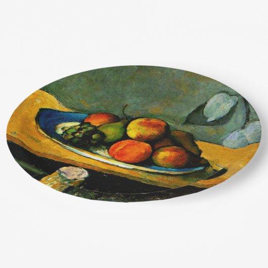 Cezanne - Perziken, peren en druiven Papieren Bordje (Gekanteld)