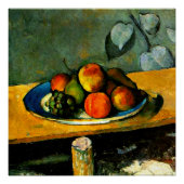 Cezanne - Perziken, peren en druiven Perfect Poster (Voorkant)