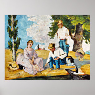 Cezanne - Picnic op een rivieroever Poster