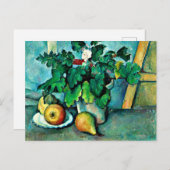 Cezanne - Pot met sleutelbloemen en fruit Feestdagenkaart (Voorkant / Achterkant)