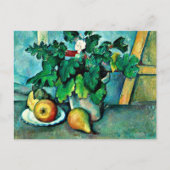 Cezanne - Pot met sleutelbloemen en fruit Feestdagenkaart (Voorkant)