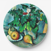 Cezanne - Pot met sleutelbloemen en fruit Papieren Bordje (Voorkant)