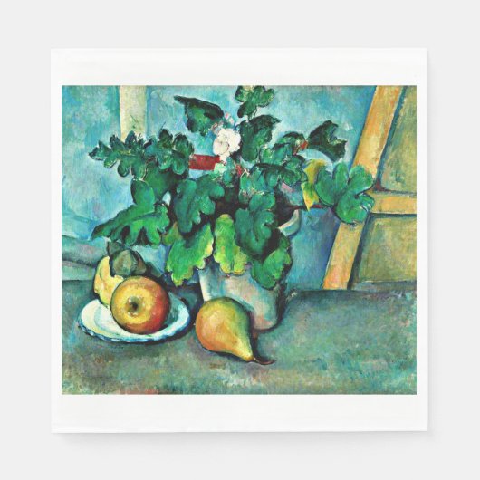 Cezanne - Pot met sleutelbloemen en fruit Servet (Voorkant)