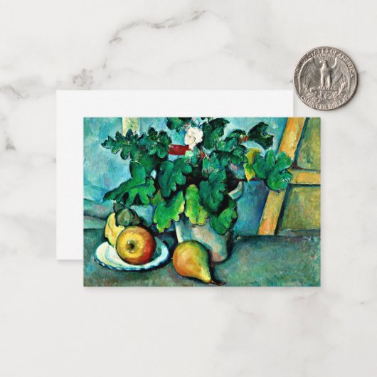 Cezanne - Pot of Primroses and Fruit Notitiekaartje (Voorkant / Achterkant in situ)
