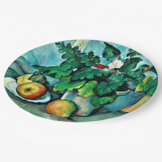 Cezanne - Pot of Primroses and Fruit Papieren Bordje (Gekanteld)