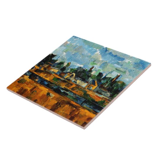 Cezanne - Riverbanks, landschapsschilderij Tegeltje (Zijkant)