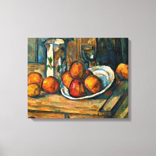 Cezanne - Still Life with Milk Jug and Fruit Canvas Afdruk (Voorkant)