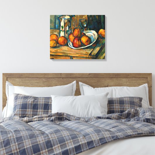 Cezanne - Still Life with Milk Jug and Fruit Canvas Afdruk (Insitu (Slaapkamer))