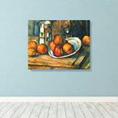 Cezanne - Still Life with Milk Jug and Fruit Canvas Afdruk (Insitu (Houten vloer))