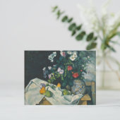 Cézanne stille levensbloemen en fruitboetes briefkaart (Staand voorkant)
