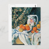 Cezanne stille-levensgordijn, bloemrijke pitcher,  briefkaart (Voorkant / Achterkant)