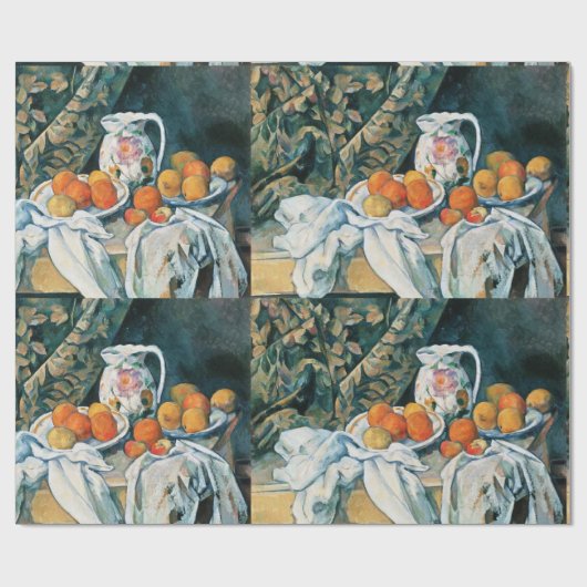Cezanne stille-levensgordijn, bloemrijke pitcher, cadeaupapier (Vlak)
