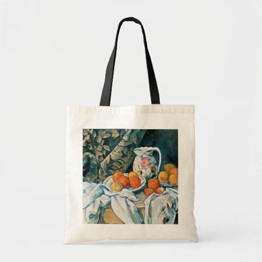 Cezanne stille-levensgordijn, bloemrijke pitcher, tote bag (Voorkant)