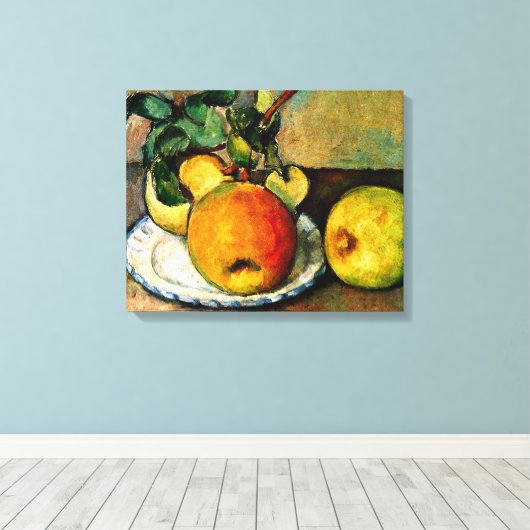 Cezanne - Stilleven met appels en peren Canvas Afdruk (Insitu (Houten vloer))