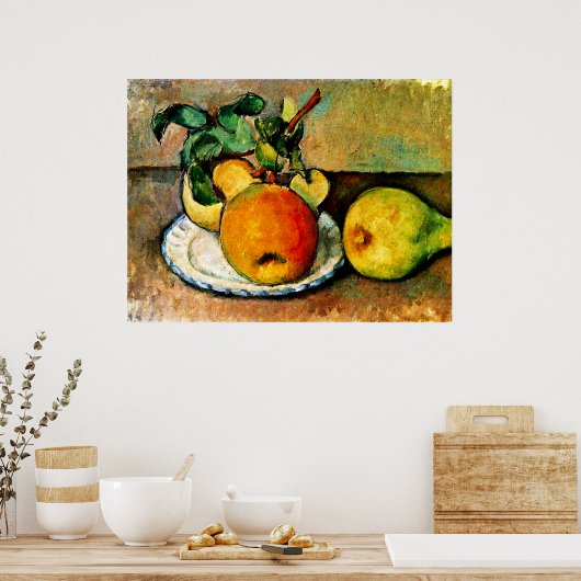 Cezanne - Stilleven met appels en peren Poster (Keuken)