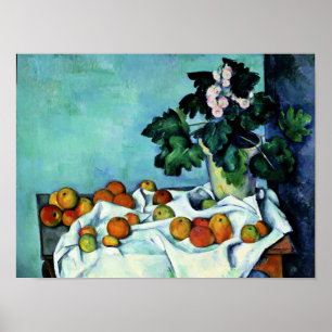 Cezanne - Stilleven met appels en primroses Poster