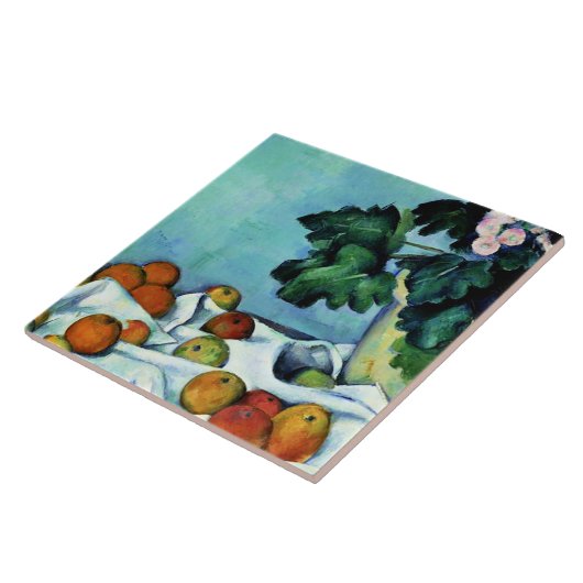 Cezanne - Stilleven met appels en primroses Tegeltje (Zijkant)