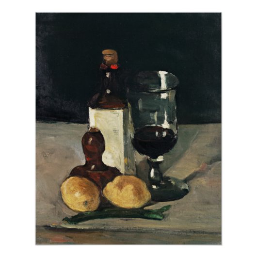 Cezanne - Stilleven met flesje, glas, leemons Perfect Poster (Voorkant)