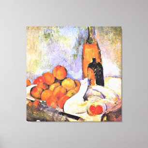 Cezanne - Stilleven met flessen en appels Canvas Afdruk