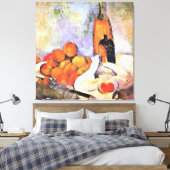 Cezanne - Stilleven met flessen en appels Canvas Afdruk (Insitu (Slaapkamer))