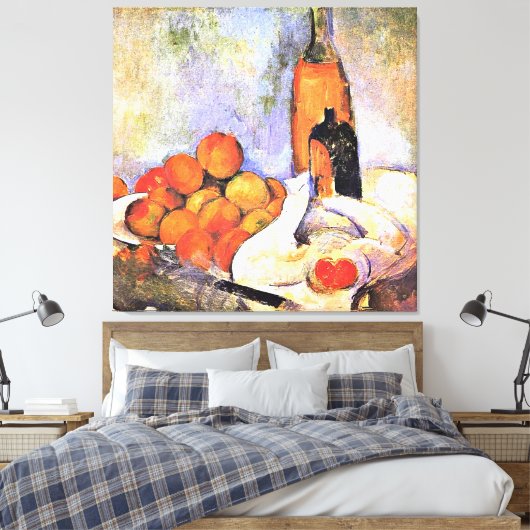 Cezanne - Stilleven met flessen en appels Canvas Afdruk (Insitu (Slaapkamer))